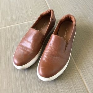 Brown leather sneakers